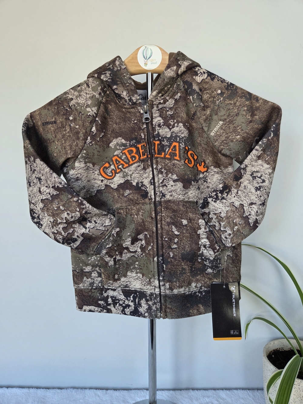 Cabela's Kids Camo Zip Hoodie with Orange Logo
